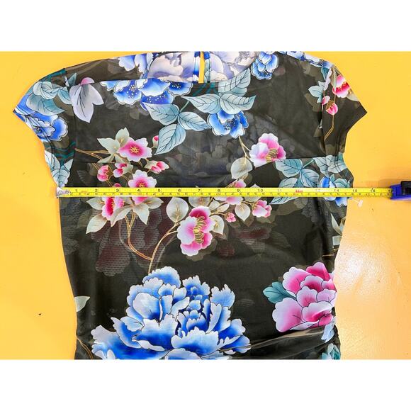 Guess Sheer Top Floral Dress Size M NWOT STUNNING! - Picture 5 of 9